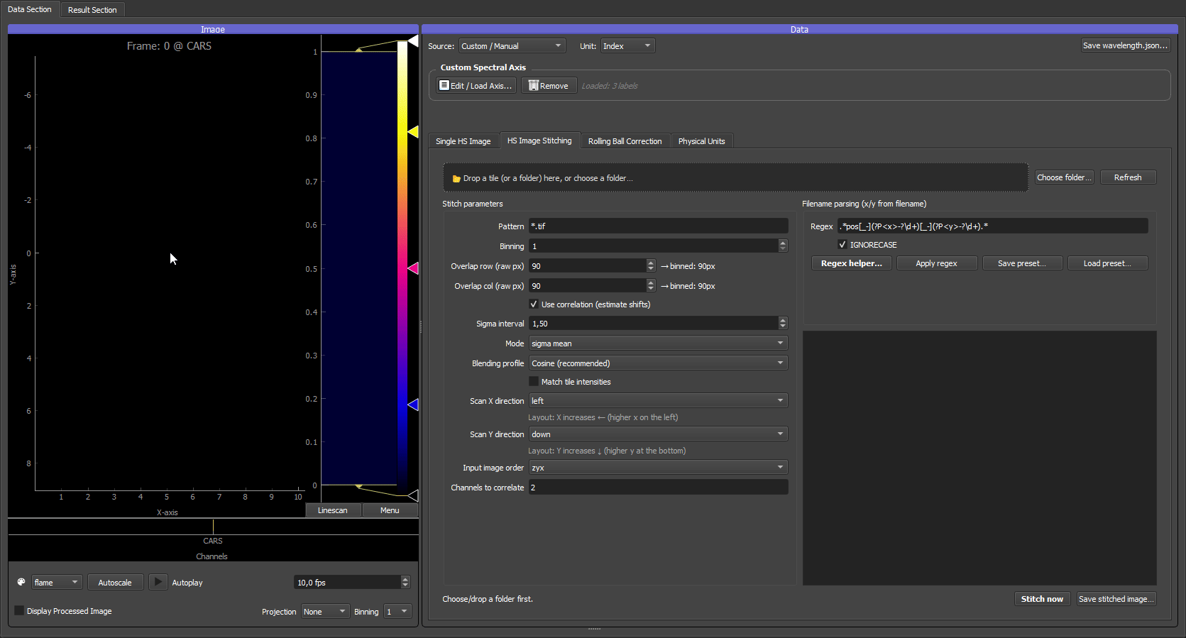 Multichannel liver tile stitching workflow