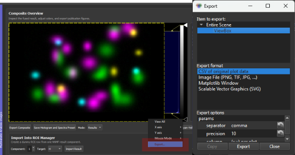 Export option for sending any pyqtgraph plot or image to maptlotlib or as a different data type for external modifications