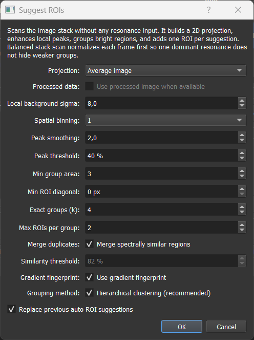 Suggest ROIs dialog